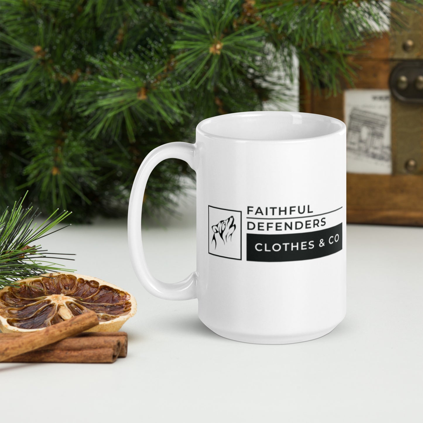 FD White glossy mug